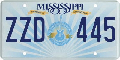 MS license plate ZZD445