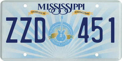 MS license plate ZZD451
