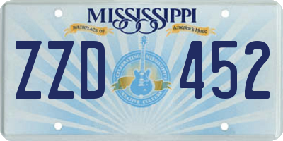 MS license plate ZZD452