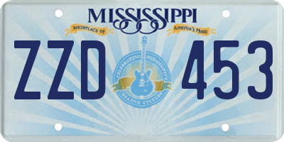 MS license plate ZZD453