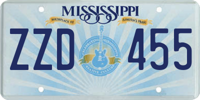 MS license plate ZZD455
