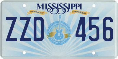 MS license plate ZZD456