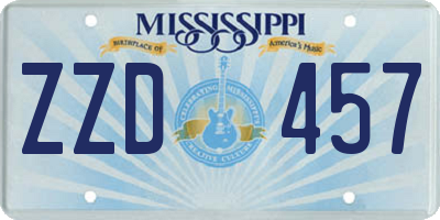 MS license plate ZZD457