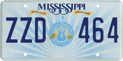 MS license plate ZZD464