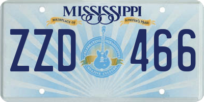 MS license plate ZZD466