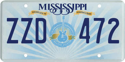 MS license plate ZZD472