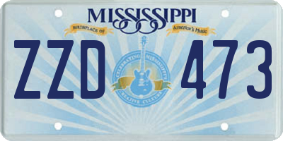 MS license plate ZZD473