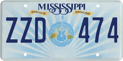 MS license plate ZZD474
