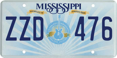 MS license plate ZZD476