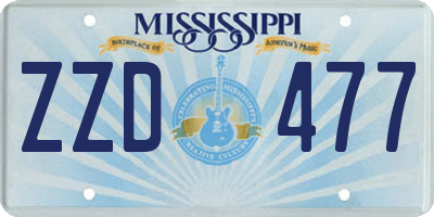 MS license plate ZZD477