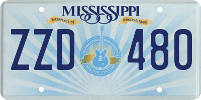 MS license plate ZZD480