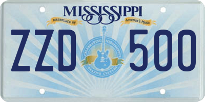 MS license plate ZZD500