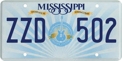 MS license plate ZZD502