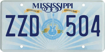 MS license plate ZZD504