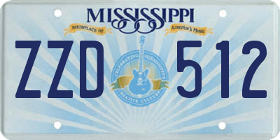 MS license plate ZZD512