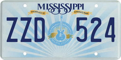 MS license plate ZZD524
