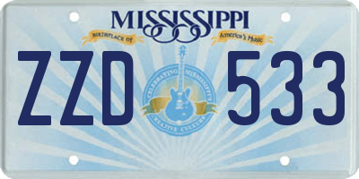 MS license plate ZZD533