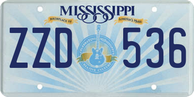 MS license plate ZZD536