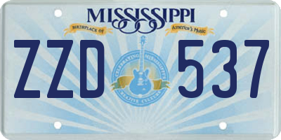 MS license plate ZZD537