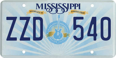 MS license plate ZZD540
