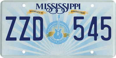 MS license plate ZZD545