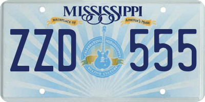 MS license plate ZZD555