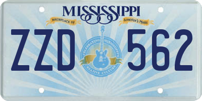 MS license plate ZZD562