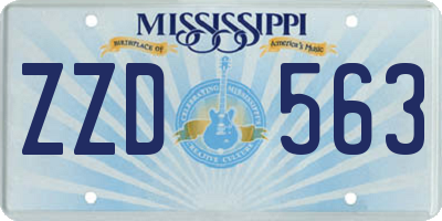 MS license plate ZZD563