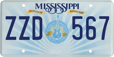 MS license plate ZZD567