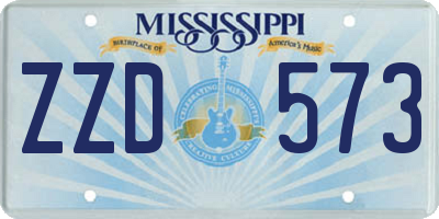 MS license plate ZZD573