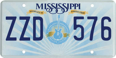 MS license plate ZZD576