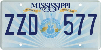 MS license plate ZZD577