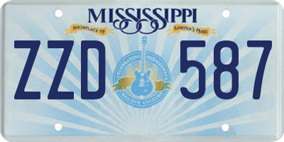 MS license plate ZZD587