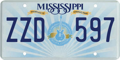 MS license plate ZZD597