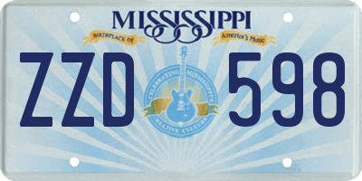 MS license plate ZZD598