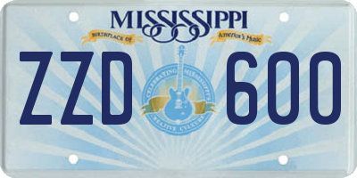 MS license plate ZZD600