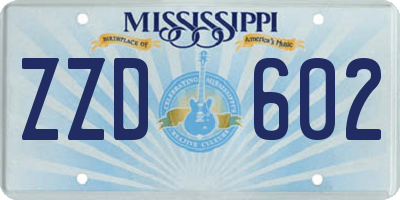 MS license plate ZZD602