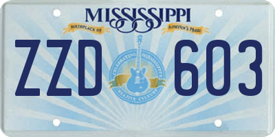 MS license plate ZZD603