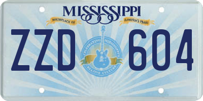 MS license plate ZZD604