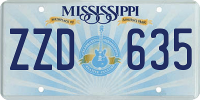 MS license plate ZZD635