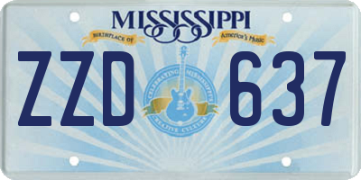 MS license plate ZZD637