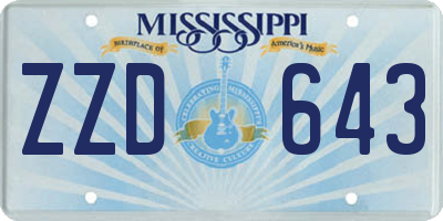 MS license plate ZZD643