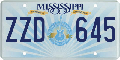 MS license plate ZZD645