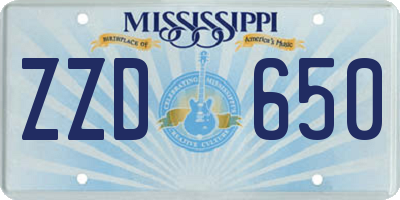MS license plate ZZD650