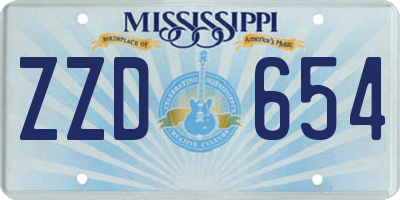 MS license plate ZZD654