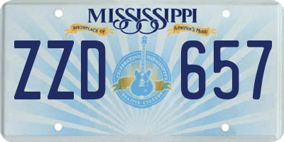 MS license plate ZZD657