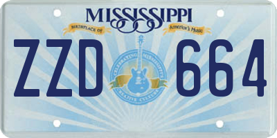 MS license plate ZZD664