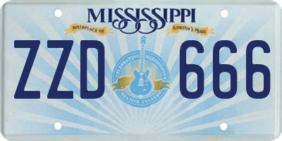 MS license plate ZZD666