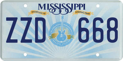 MS license plate ZZD668