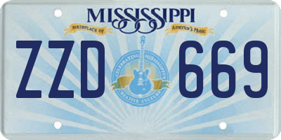 MS license plate ZZD669